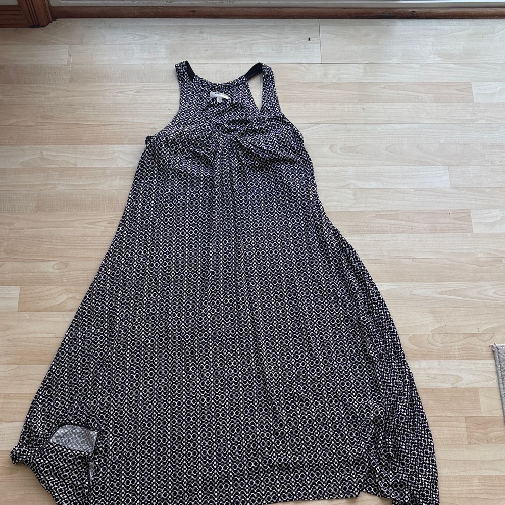 Anne Klein Black and White Geometric Maxi Dress